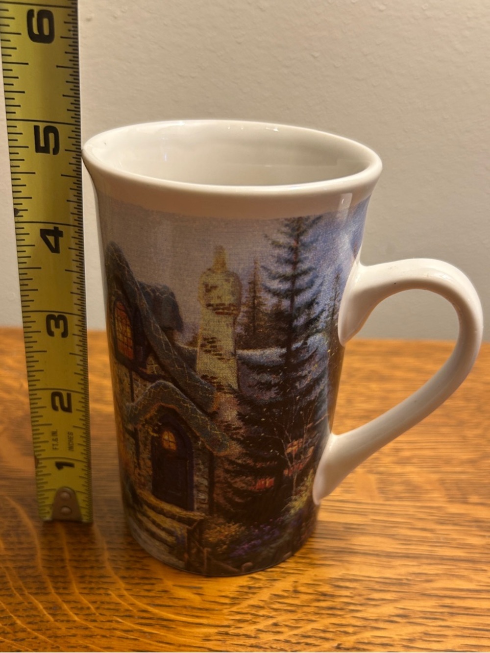 Thomas Kinkade Winter Cottage Mug - Blue, White, Gold - Picture 7 of 9